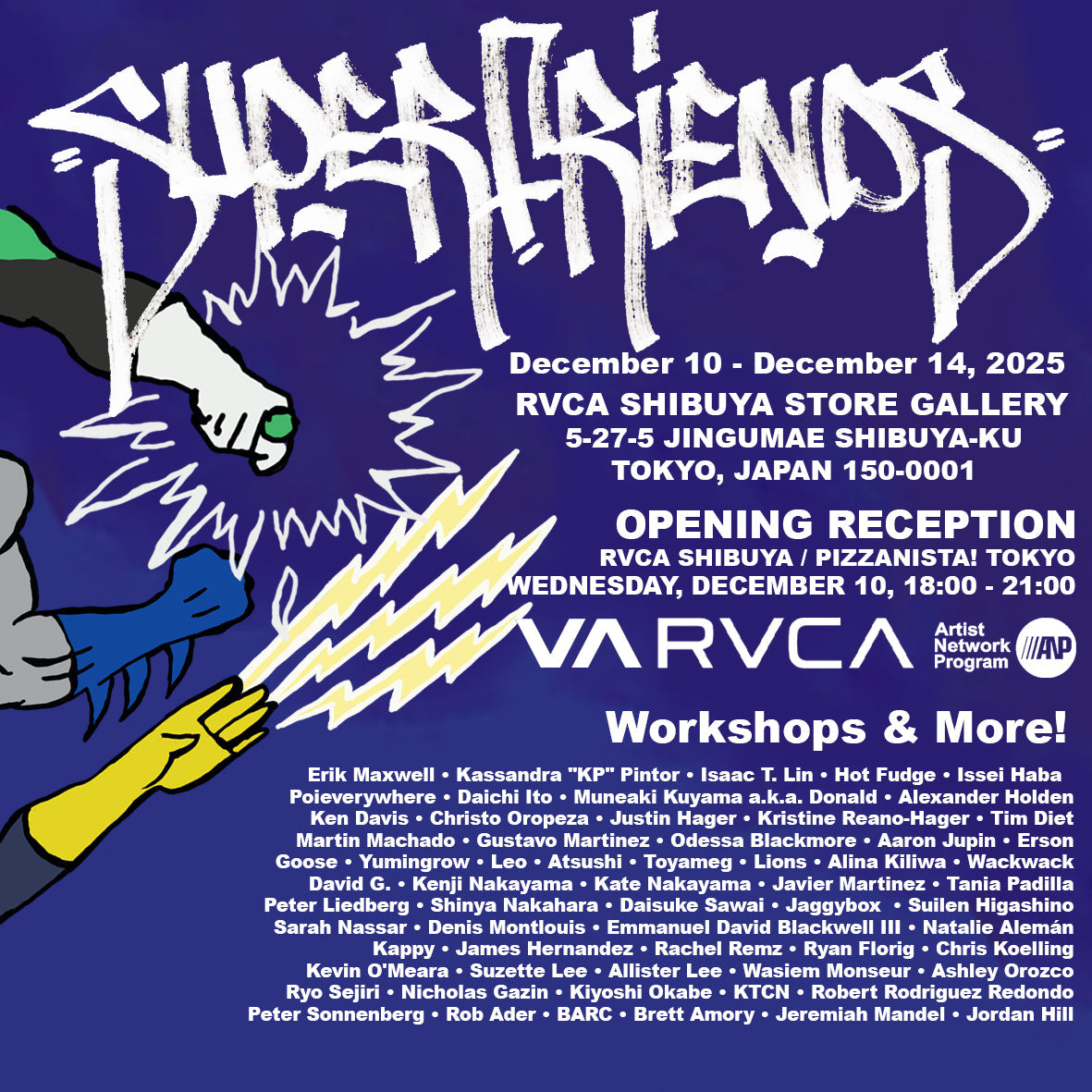 国内外約60名のアーティストが渋谷に集結！グループアート展「SUPER FRIENDS!」vol.3をRVCA SHIBUYA STOREで開催
