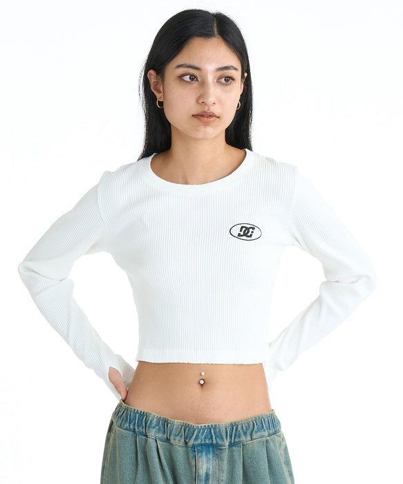 DC SHOES ウィメンズ 26 WS TELECO SHORT LS クロップド丈 ロンT 長袖T