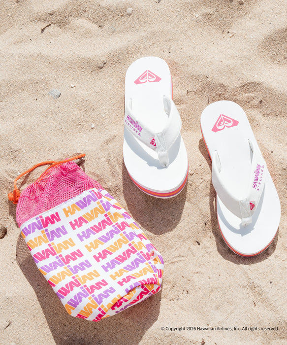 ROXY x HAWAIIAN AIRLINES】FLIP FLOP ポーチ付きビーチサンダル