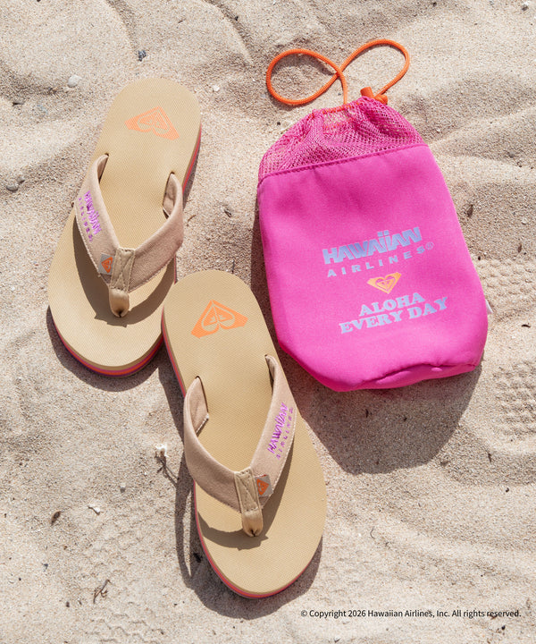 【ROXY x HAWAIIAN AIRLINES】FLIP FLOP ポーチ付きビーチサンダル ＜2026年夏モデル＞