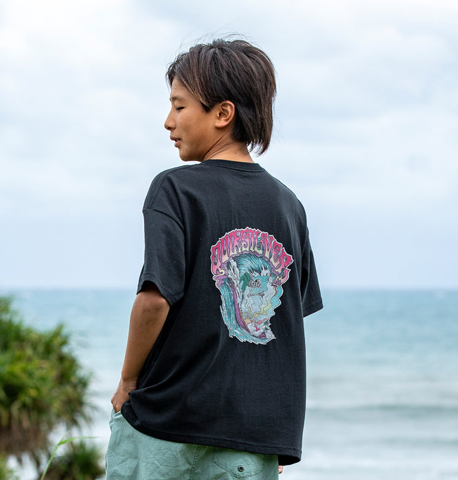 【OUTLET】QUIKSILVER キッズ・ユース TIME UP ST YOUTH 半袖コットンTシャツ ルーズフィット バックプリント (130-160cm)