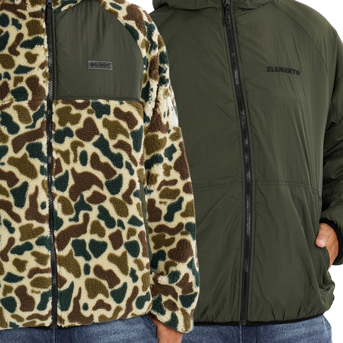 ELEMENT メンズ LACK SHEEP REVERSIBLE JACKET ボアジャケット