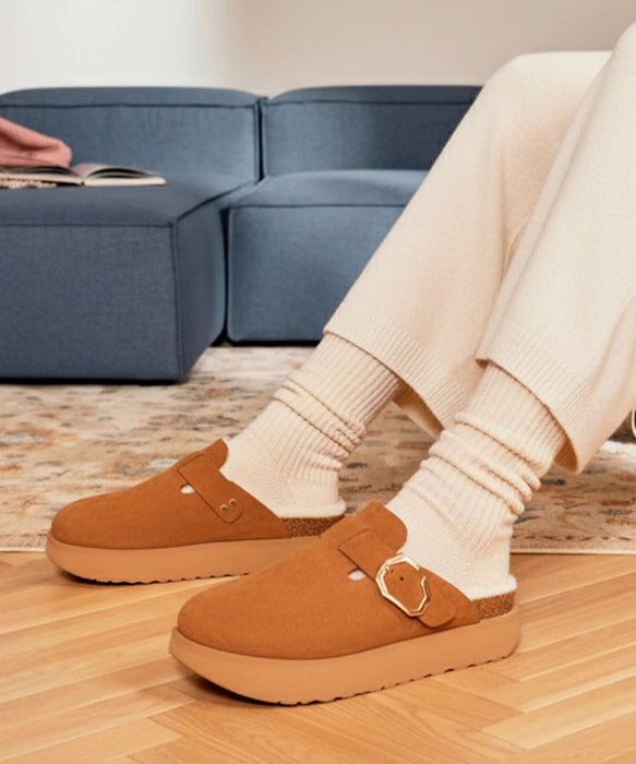 GENUINS ウィメンズ クロッグサンダル INDIANA VELOUR WOOL MANDORLA 【2026年秋冬モデル】