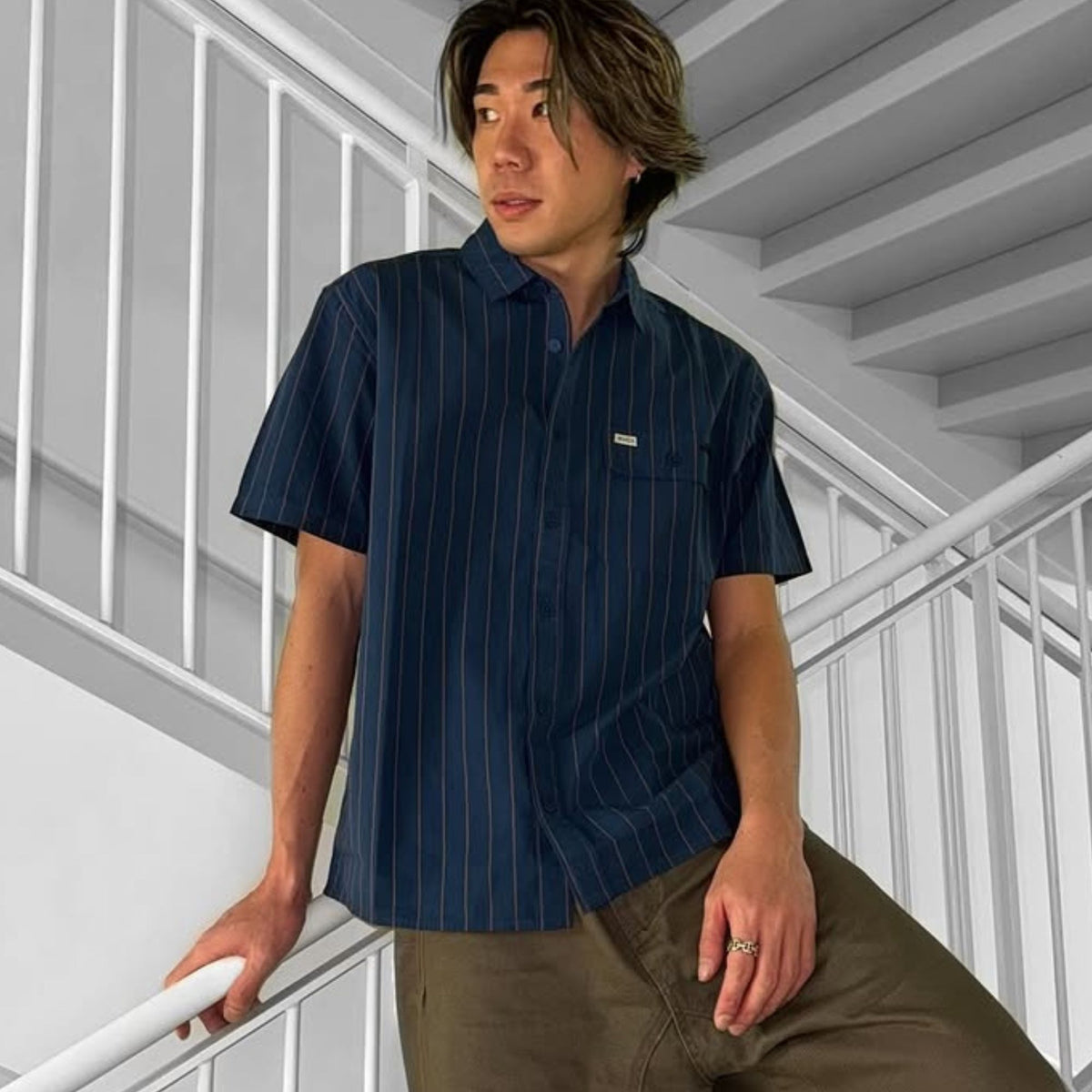 OUTLET】【直営店限定】RVCA メンズ TJP DAYSHIFT STRIPE SS 半袖