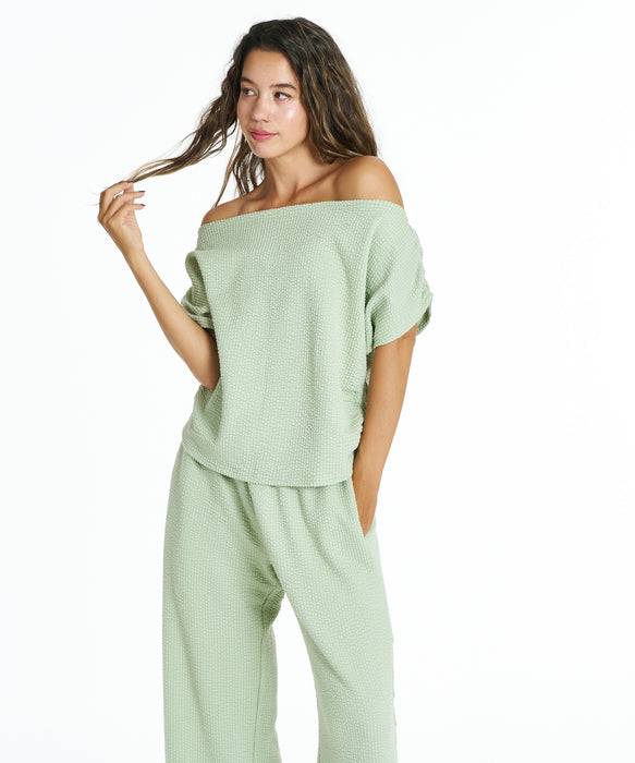トップス ki Sa ROXY SUNSET BREEZE TOPS オフショルダーニット 【2026年夏モデル】