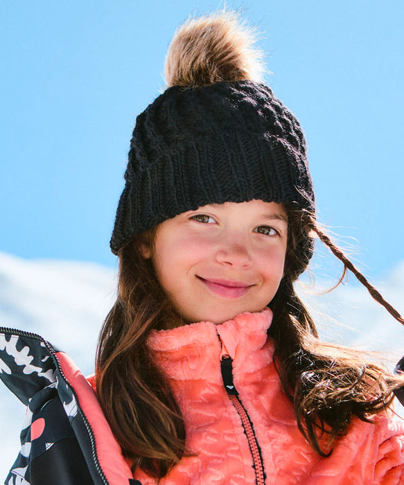 ROXY キッズ BLIZZARD GIRL BEANIE ビーニー 保湿 フリースライナー付きポンポン 【25-26SNOWモデル】