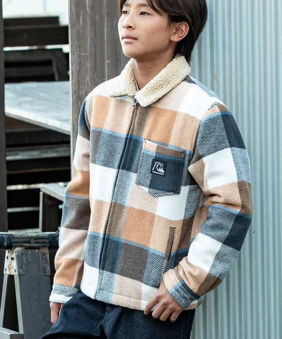 Quiksilver キッズ・ユース DNA SHERPA HARRINGTON YOUTH ライニングボアジャケット (130-160CM) (130-160CM)
