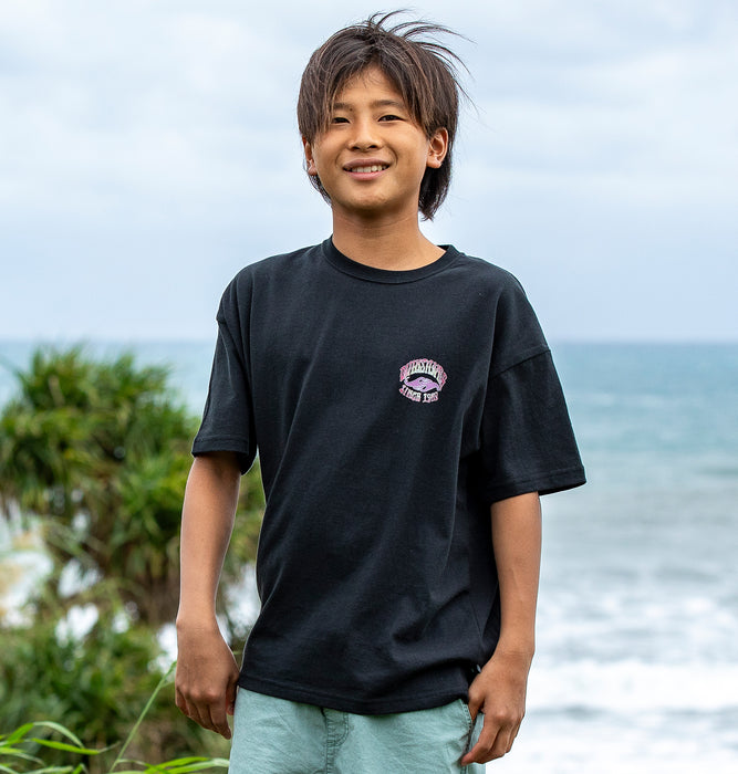 【OUTLET】QUIKSILVER キッズ・ユース TIME UP ST YOUTH 半袖コットンTシャツ ルーズフィット バックプリント (130-160cm)