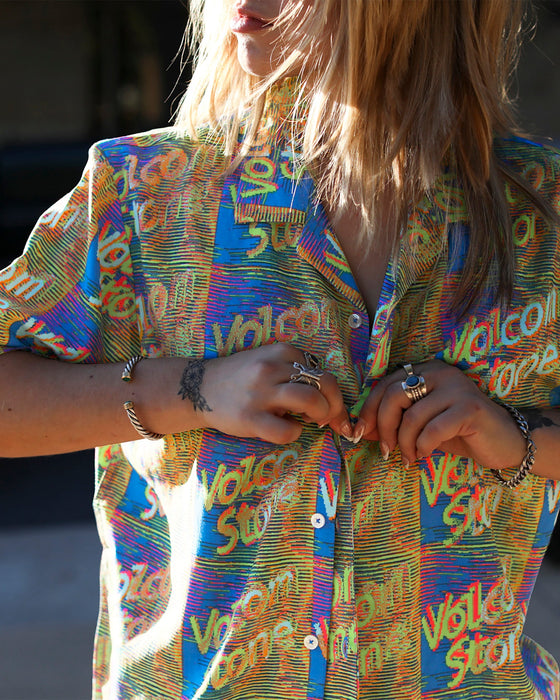 【OUTLET】VOLCOM Fergadelic Woven Short Sleeve Shirt - Patriot Blue