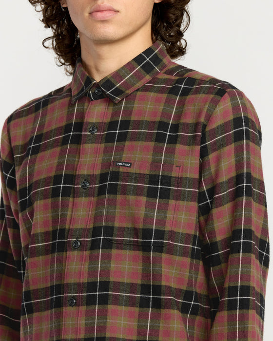 【OUTLET】VOLCOM メンズ CADEN PLAID LS ロングスリーブシャツ