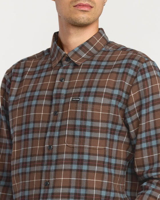 【OUTLET】VOLCOM メンズ CADEN PLAID LS ロングスリーブシャツ
