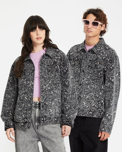 OUTLET】VOLCOM Filip Rygalski Denim Jacket - BLACK PRINT