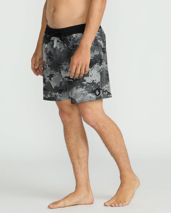 OUTLET】VOLCOM Lido Print Trunk 16 - BLACK
