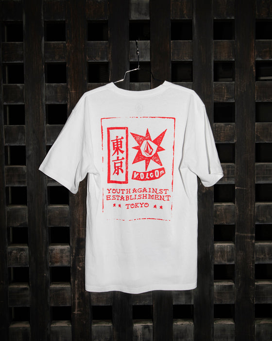 OUTLET】VOLCOM UNISEX TOKYO STAMP SHORT SLEEVE TEE - WHITE @2buy