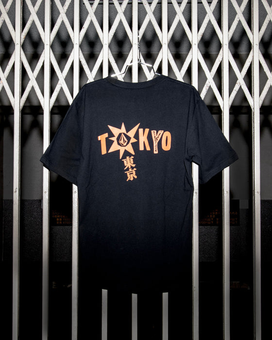 【OUTLET】VOLCOM UNISEX TOKYO STAR SHORT SLEEVE TEE - BLACK