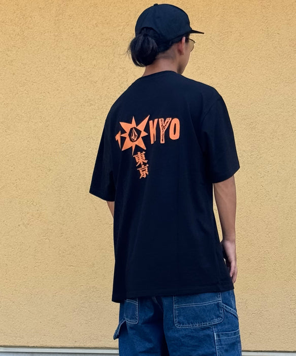 【OUTLET】VOLCOM UNISEX TOKYO STAR SHORT SLEEVE TEE - BLACK
