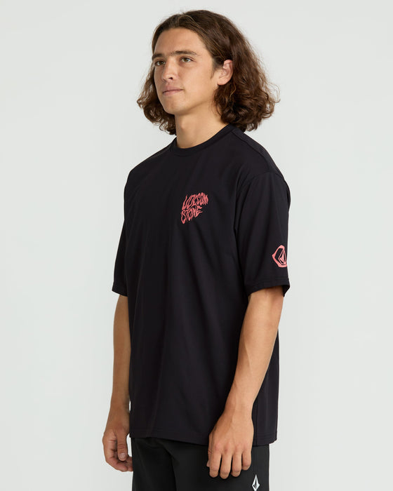 【OUTLET】VOLCOM Wavvyyy Surf Short Sleeve Tshirts - BLACK