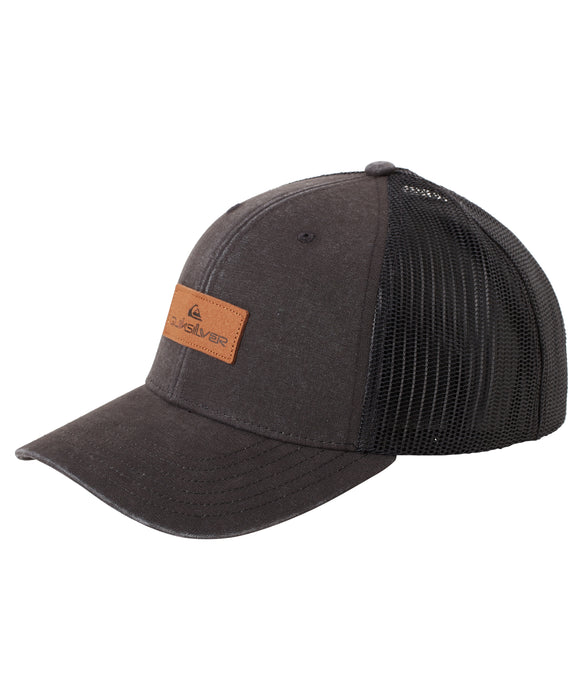 QUIKSILVER メンズ DECADES COTTON H TRUCKER キャップ レザー風ロゴ