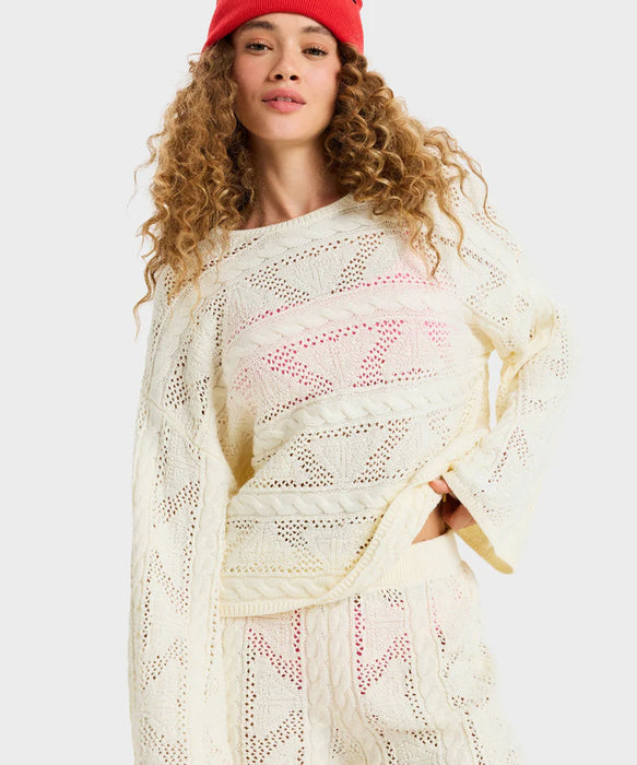 Roxy SALT SIREN ウィメンズ セーター ケーブル編み クルーネック<2025FW HEART WAVE>  <25FWグローバル展開アイテム>