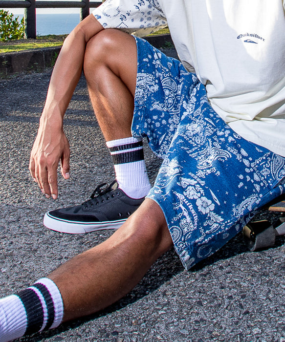 QUIKSILVER メンズ/ユニセックス MERCURY PAISLEY BAGGY SWEAT SHORTS ショートパンツ ペイズリー柄 フリース生地<MERCURY COLLECTION>【2026年夏モデル】
