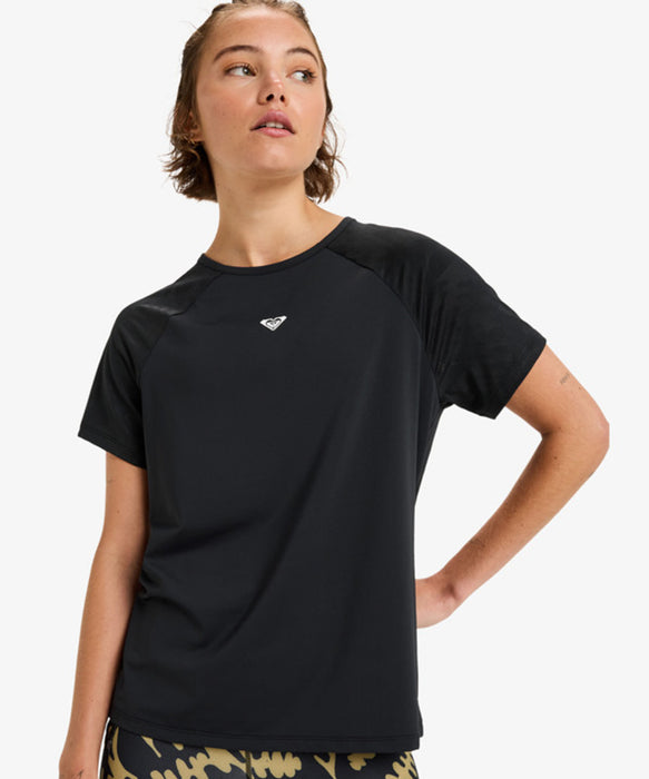 Roxy Fitness MOVE FREE MESH TEE ウィメンズ フィットネス 半袖Tシャツ クイックドライ  <25FWグローバル展開アイテム>
