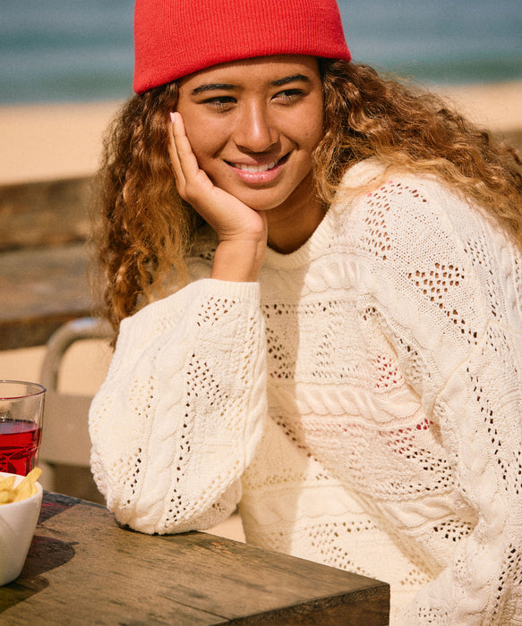 Roxy SALT SIREN ウィメンズ セーター ケーブル編み クルーネック<2025FW HEART WAVE>  <25FWグローバル展開アイテム>