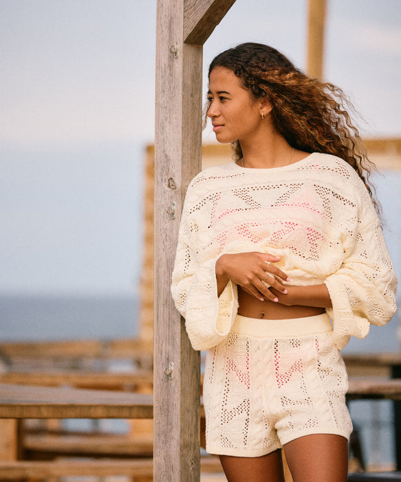 Roxy SALT SIREN ウィメンズ セーター ケーブル編み クルーネック<2025FW HEART WAVE>  <25FWグローバル展開アイテム>