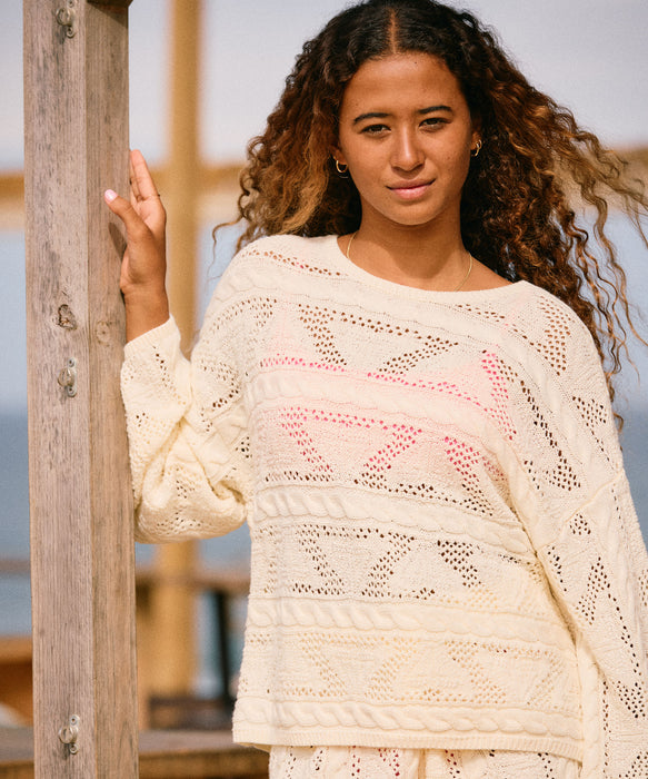 Roxy SALT SIREN ウィメンズ セーター ケーブル編み クルーネック<2025FW HEART WAVE>  <25FWグローバル展開アイテム>