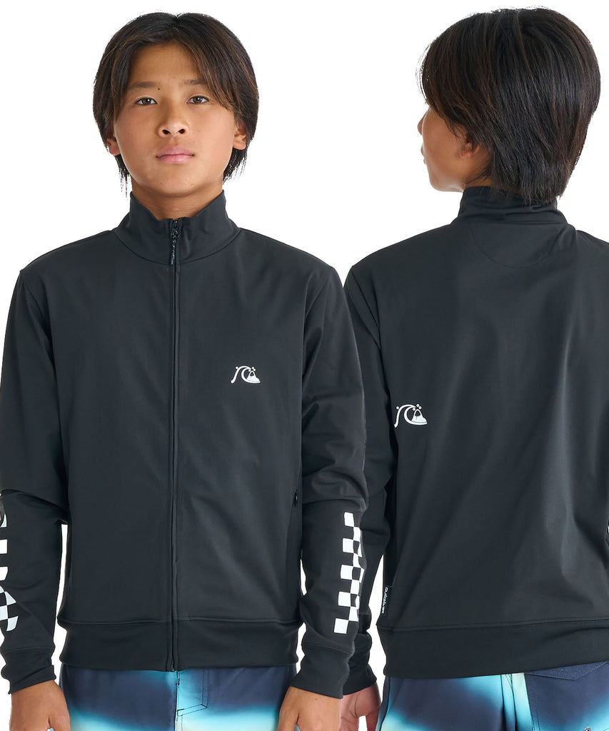 QUIKSILVER ユース CHECKER ZIP YOUTH ジップラッシュガード UPF50+