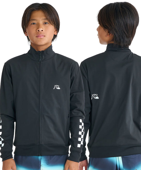 QUIKSILVER キッズ・ユース CHECKER ZIP YOUTH ジップラッシュガード UPF50+ 接触冷感 速乾【2026年春夏モデル】