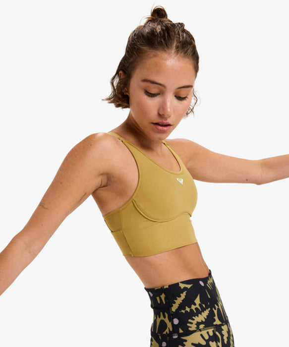 【OUTLET】Roxy Fitness HEART INTO IT ATTITUDE BRA ウィメンズ フィットネス ブラトップ ミディアムサポート クイックドライ  <25FWグローバル展開アイテム>