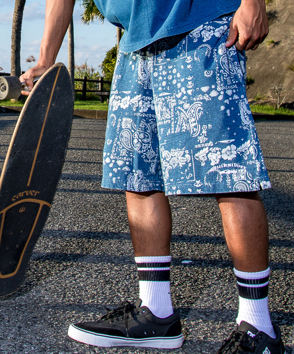 QUIKSILVER メンズ/ユニセックス MERCURY PAISLEY BAGGY SWEAT SHORTS