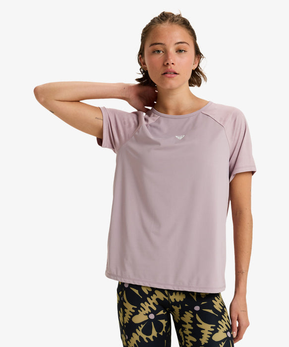 Roxy Fitness MOVE FREE MESH TEE ウィメンズ フィットネス 半袖Tシャツ クイックドライ  <25FWグローバル展開アイテム>