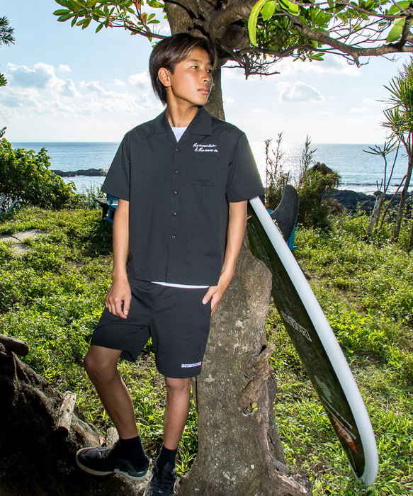 QUIKSILVER キッズ SIGN OPEN SHIRT YOUTH 半袖シャツ 接触冷感 速乾 UPF50+ 4WAYストレッチ【2026年夏モデル】