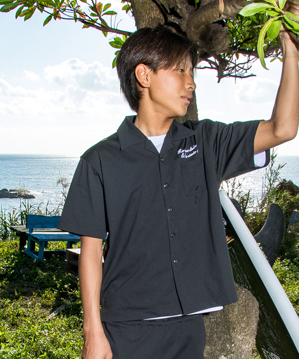 QUIKSILVER キッズ SIGN OPEN SHIRT YOUTH 半袖シャツ 接触冷感 速乾 UPF50+ 4WAYストレッチ【2026年夏モデル】