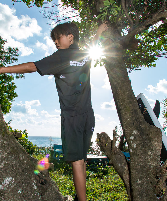 QUIKSILVER キッズ SIGN OPEN SHIRT YOUTH 半袖シャツ 接触冷感 速乾 UPF50+ 4WAYストレッチ【2026年夏モデル】
