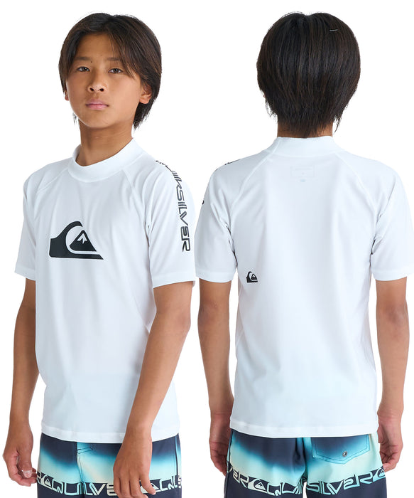 QUIKSILVER ユース ALL TIME SR YOUTH 半袖ラッシュガード 速乾 UPF50+ ストレッチ【2026年春夏モデル】