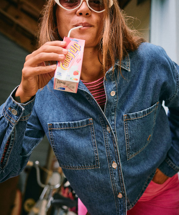 Roxy ANOTHER REFLECT ウィメンズ デニム長袖シャツジャケット オーガニックコットン100% <2025FW HEART WAVE>  <25FWグローバル展開アイテム>