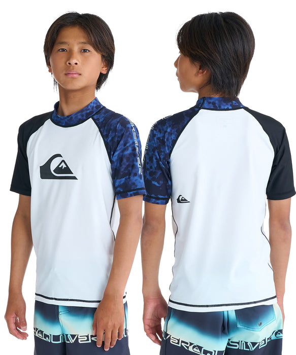 QUIKSILVER ユース ALL TIME SR YOUTH 半袖ラッシュガード 速乾 UPF50+ ストレッチ【2026年春夏モデル】