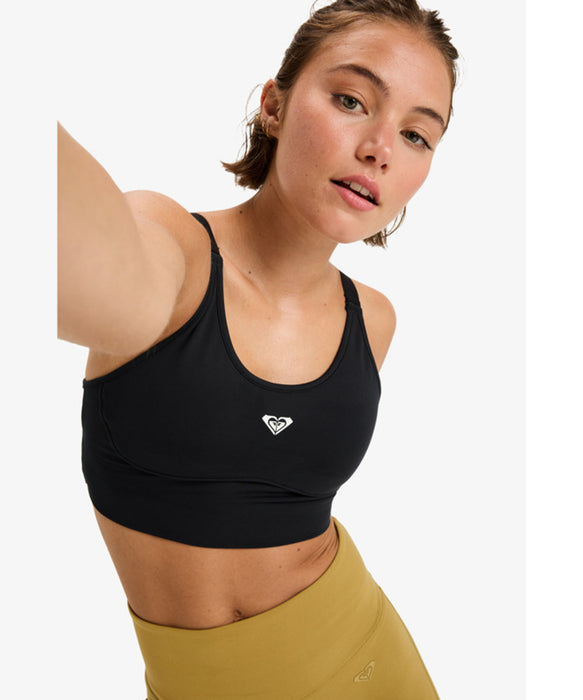 【OUTLET】Roxy Fitness HEART INTO IT ATTITUDE BRA ウィメンズ フィットネス ブラトップ ミディアムサポート クイックドライ  <25FWグローバル展開アイテム>