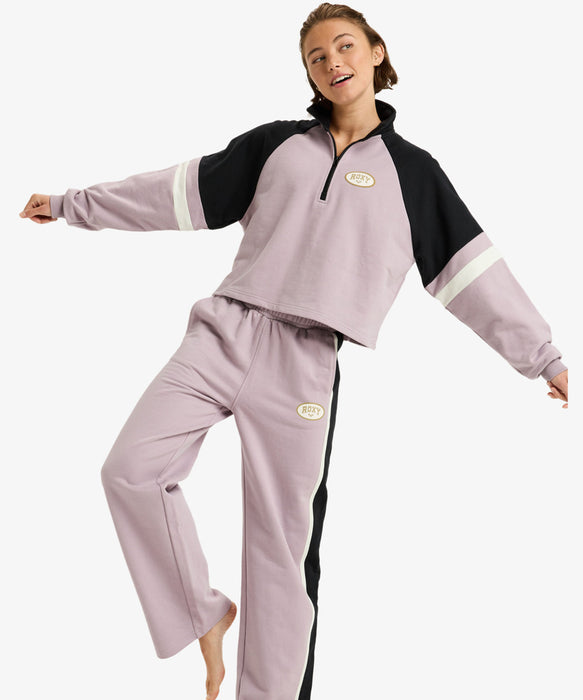 Roxy Fitness ESSENTIAL ENERGY BOXY HALF ZIP ウィメンズ フィットネス ハーフジップ ラグランスリーブ ミニ裏毛  <25FWグローバル展開アイテム>