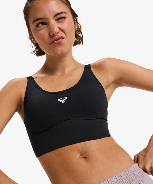 【OUTLET】Roxy Fitness HEART INTO IT ATTITUDE BRA ウィメンズ フィットネス ブラトップ ミディアムサポート クイックドライ  <25FWグローバル展開アイテム>