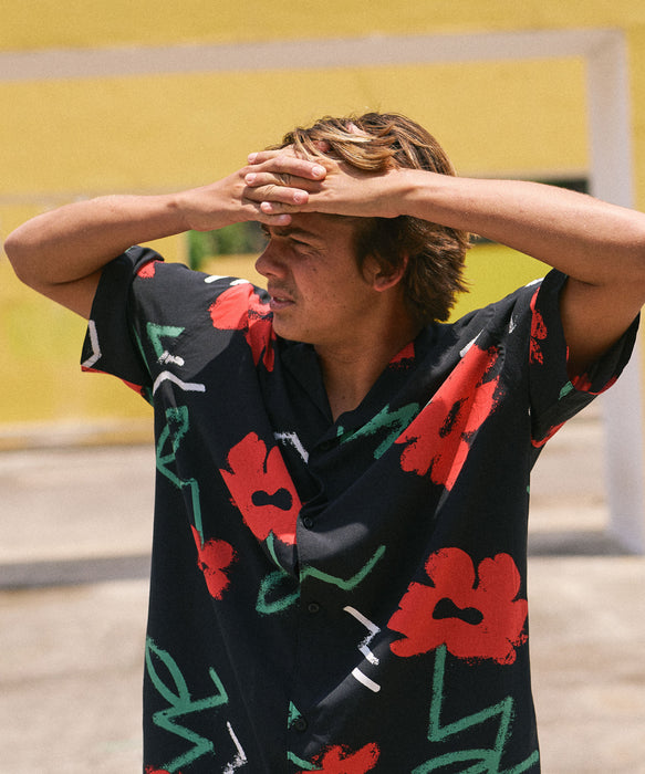 QUIKSILVER メンズ SAFE PARADISE SS 半袖レーヨンシャツ コンフォート