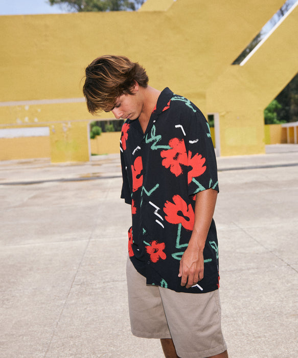 QUIKSILVER メンズ SAFE PARADISE SS 半袖レーヨンシャツ コンフォート