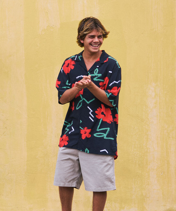 QUIKSILVER メンズ SAFE PARADISE SS 半袖レーヨンシャツ コンフォート