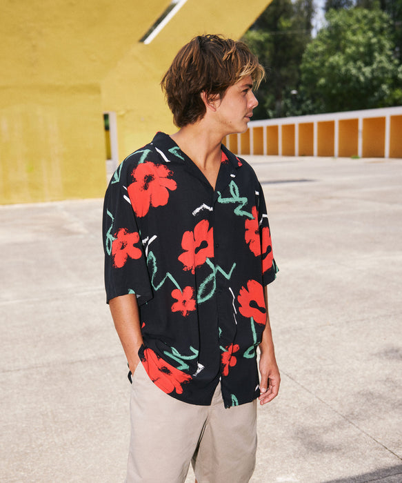 QUIKSILVER メンズ SAFE PARADISE SS 半袖レーヨンシャツ コンフォート