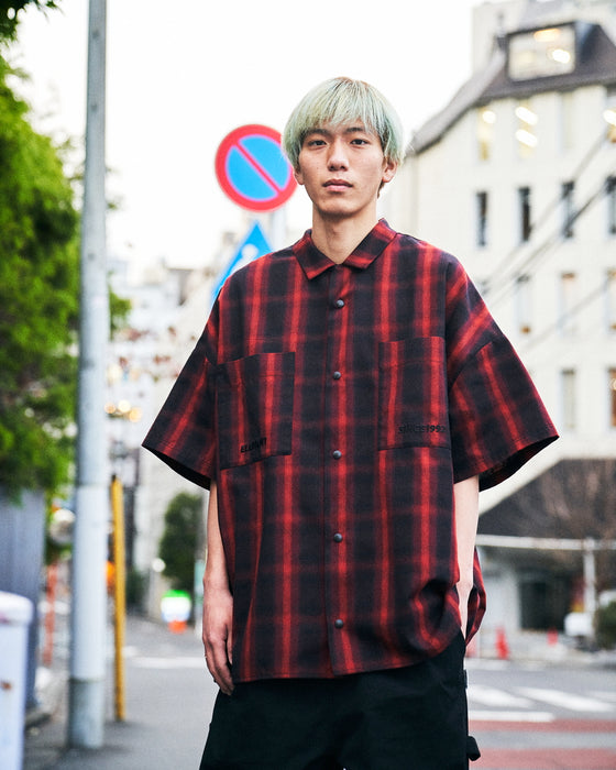 【OUTLET】ELEMENT メンズ BIG SKATE ONBRE 半袖シャツ RED 【2023年夏モデル】