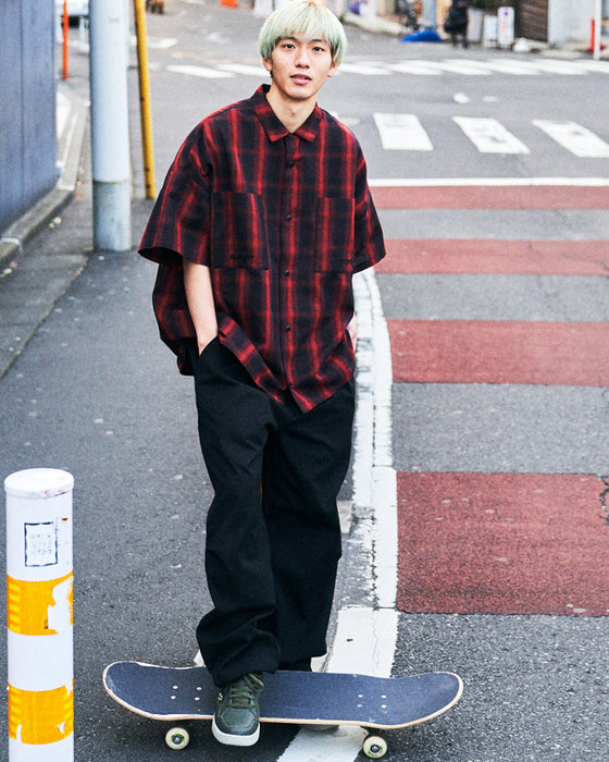 【OUTLET】ELEMENT メンズ BIG SKATE ONBRE 半袖シャツ RED 【2023年夏モデル】