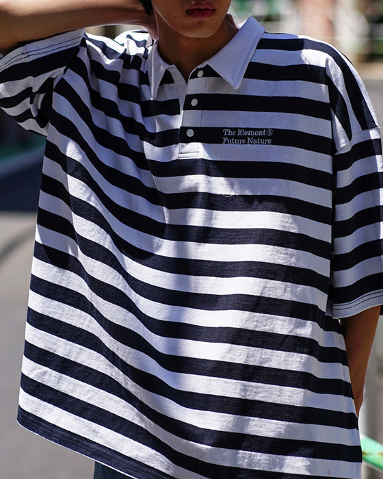 【OUTLET】ELEMENT メンズ BIG BORDER POLO ポロシャツ WTN 【2023年春夏モデル】