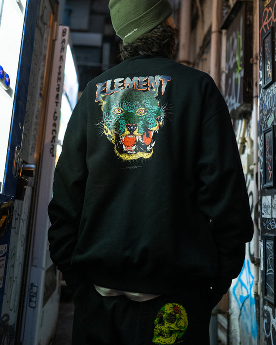 【OUTLET】ELEMENT メンズ 【HIROTTON】 HIROTTON LEOPARD CREW トレーナー FBK 【2023年秋冬モデル】